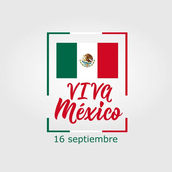 Viva México Letras Traducción Español Septiembre Tarjeta Felicitación Del Día — Vector de stock