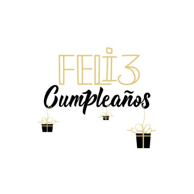 metin İspanyolca: iyi ki doğdun. Yazı. hat vektör çizim. el ilanı, afiş ve posterler için öğe. Modern hat. Feliz Cumpleanos