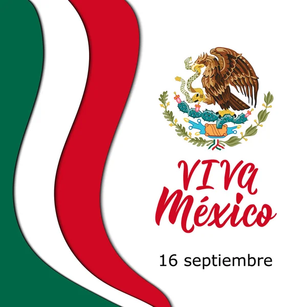 Spanyolca Metin Viva Meksika Eylül Yazı Meksika Mutlu Bağımsızlık Günü — Stok Vektör