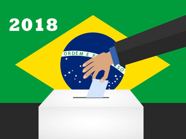 Brazil voting concept. National flag and ballot box.