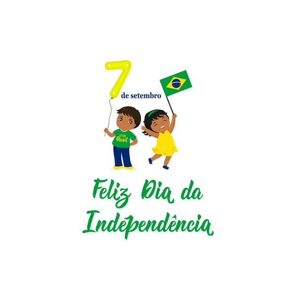 Tarjeta Felicitación Del Día Independencia Brasil Texto Portugués Feliz Día — Archivo Imágenes Vectoriales