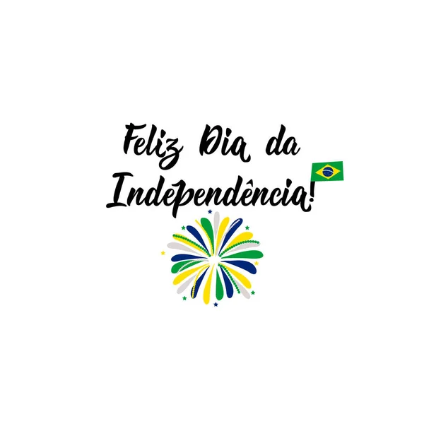 Text Portuguese Happy Independence Day Lettering Brazil Independence Day Greeting — Stock Vector