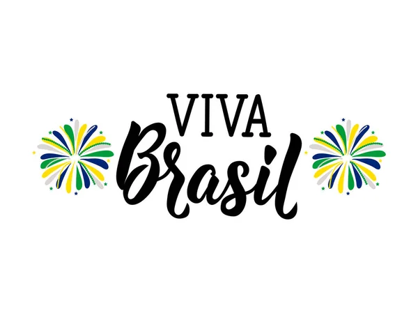 Texto Portugués Viva Brasil Letras Ilustración Vectorial Concepto Diseño Día — Vector de stock