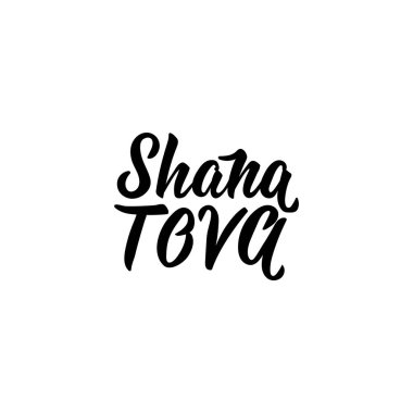 Shana Tova. Yazı. Yahudi yeni yılı. Kartpostal veya davetiye kartı, afiş poster şablonu. Beyaz arka plan üzerinde izole.