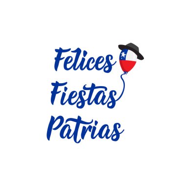 Şili bağımsızlık günü tebrik kartı. İspanyolca metin: mutlu bağımsızlık günü, Şili tatil için grafik tasarım. Yuvalarına Fiestas Patrias