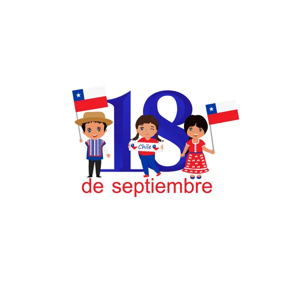 Dia Independência Chile Cartão Saudação Texto Espanhol Setembro Design Gráfico —  Vetores de Stock