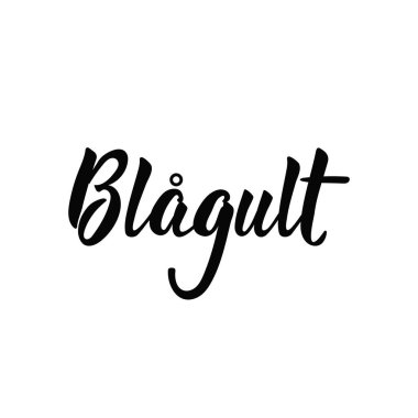 İsveçli metin: mavi ve sarı. Yazı. vektör çizim. el ilanı, afiş ve posterler Modern hat için öğe.