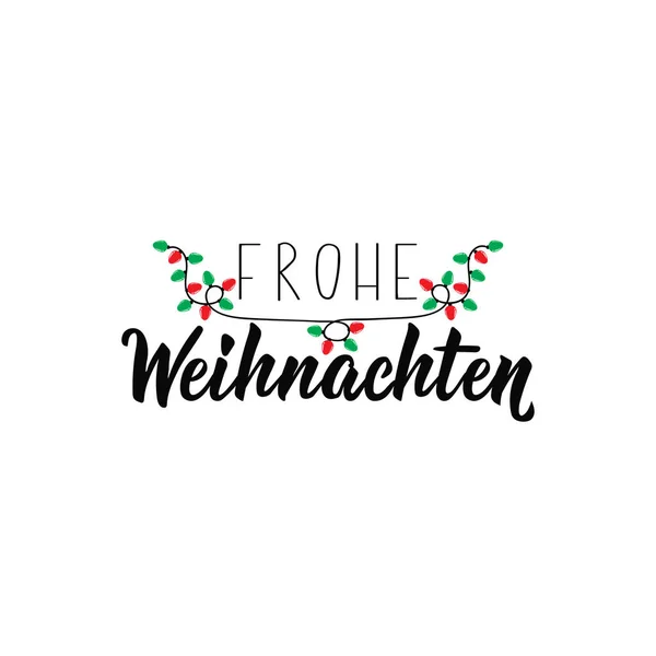 Duitse tekst: Merry Christmas. Belettering. Banner. Kalligrafie vectorillustratie. Frohe Weihnachten. — Stockvector