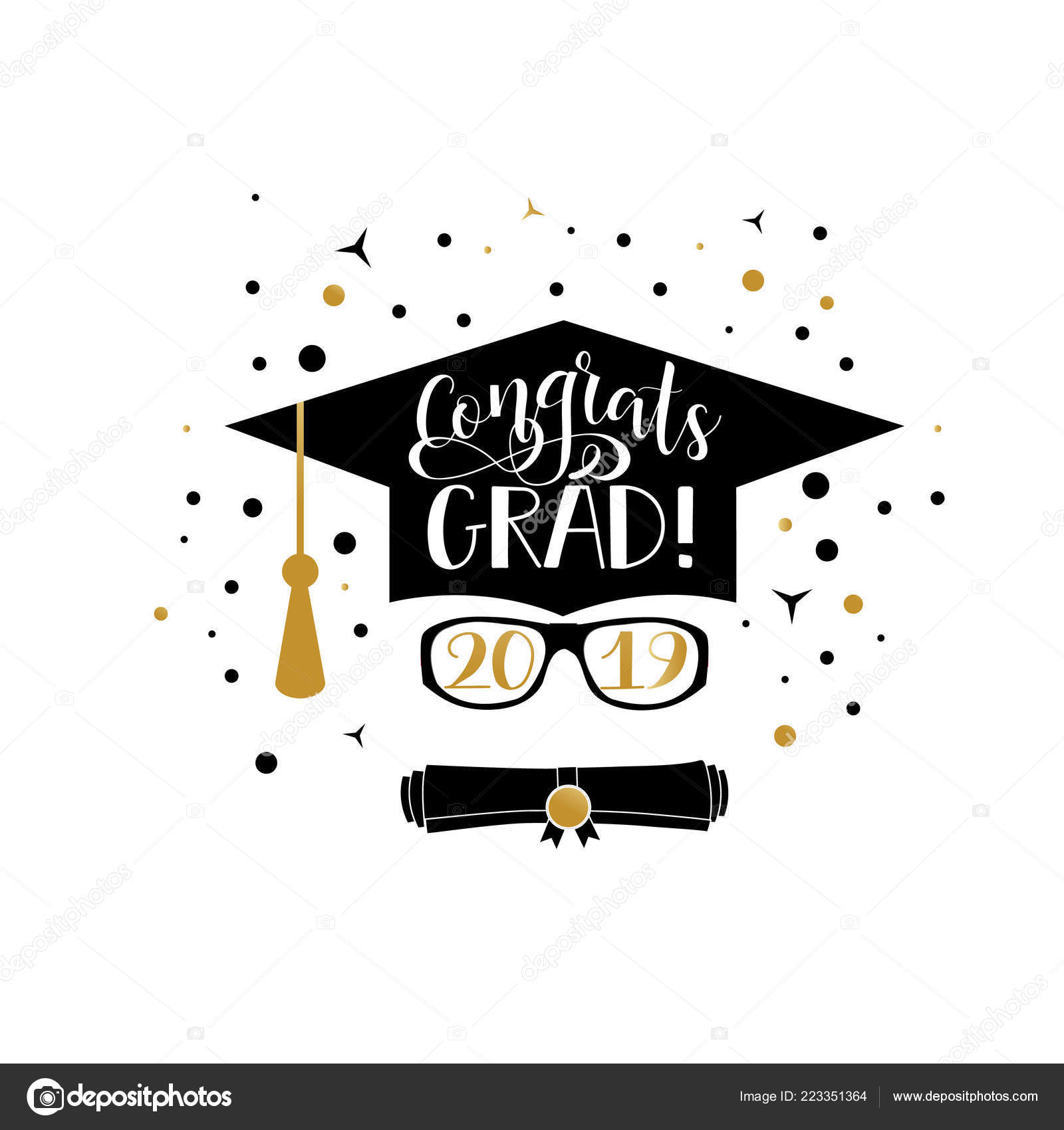 Plantilla Clase Graduacion 2019 Diseno Graduacion Con Cabana Texto Felicitaciones Vector de stock 223351364 de pidzam4e r