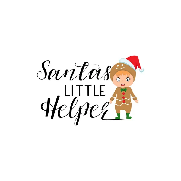 Santas Little Helper Strony Napis Napis Kartki Świątecznej Zima Boże — Wektor stockowy