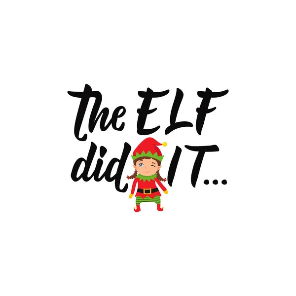 Elf Zrobił Literowanie Ręcznie Rysowane Ilustracji Wektorowych Element Dla Ulotek — Wektor stockowy