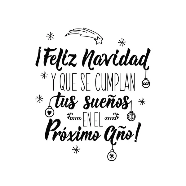 Christmas Card Lettering Calligraphy Vector Illustration Spanish Text Merry Christmas — Stock Vector