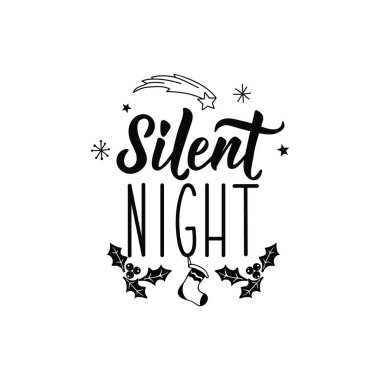 Harika bir gece. Mutlu Noeller. Yazı. El vektör çizim çekilmiş. el ilanı, afiş, t-shirt ve posterler için öğe kış tatil tasarım. Modern hat