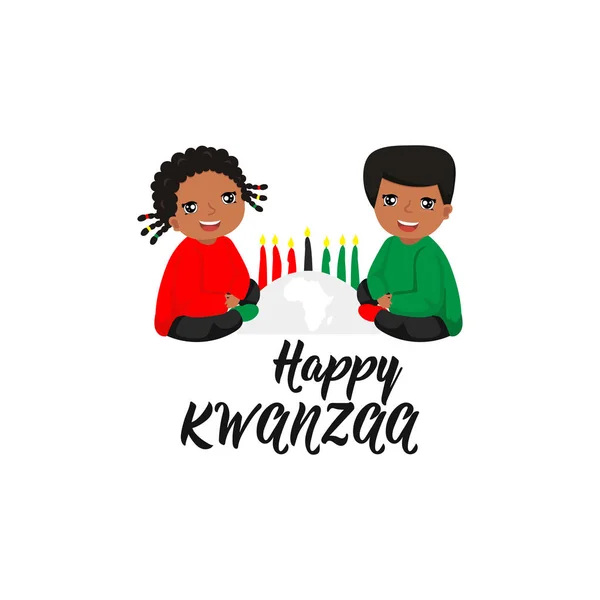 Kwanzaa 인사말 카드입니다 일러스트입니다 레터링입니다 — 스톡 벡터