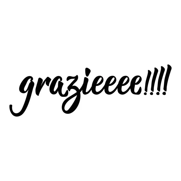 Grazie Biglietto Lettere Traduzione Dall Italiano Grazie Grazie Design Perfetto — Vettoriale Stock