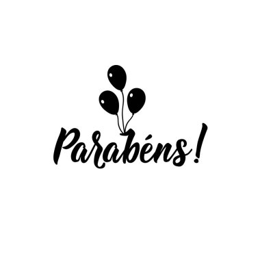 Parabens. Yazı. Portekizce - Tebrikler çeviri. Modern vektör fırça hat. Mürekkep çizim