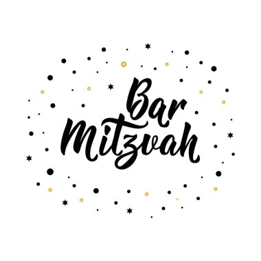 Bar Mitzvah. Geleneksel Yahudi selamlar. Tebrikler. Yazı. Modern vektör fırça hat. Mürekkep çizim