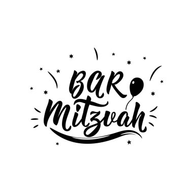 Bar Mitzvah. Geleneksel Yahudi selamlar. Tebrikler. Yazı. Modern vektör fırça hat. Mürekkep çizim
