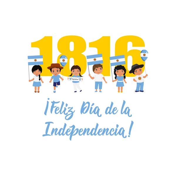 Text på spanska: Happy självständighetsdagen, 1816. Vektor illustration. Design koncept banner, kort. Bokstäver — Stock vektor
