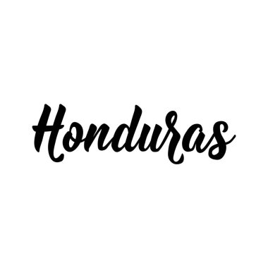 Honduras. Yazı. Mürekkep illüstrasyon. Modern fırça kaligrafisi.