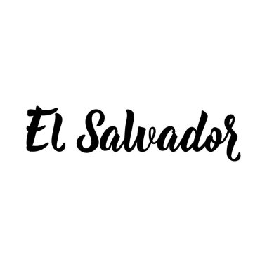 El Salvador. Yazı. Mürekkep illüstrasyon. Modern fırça kaligrafisi.