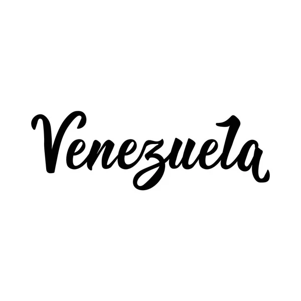 Venezuela. Lettering. Ink illustration. Modern brush calligraphy. — Stock Vector