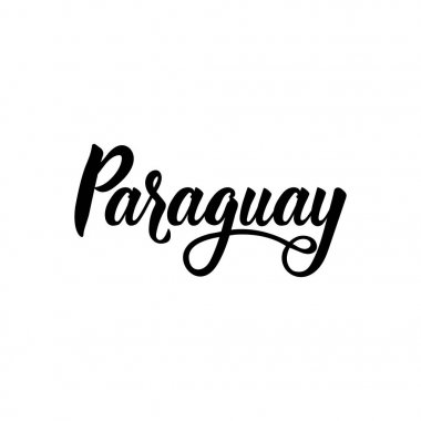 Paraguay. Yazı. Mürekkep illüstrasyon. Modern fırça kaligrafisi.