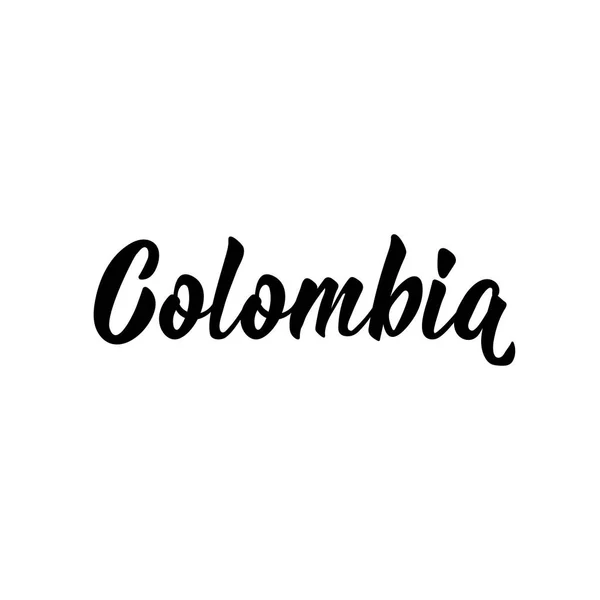 Colombia. Letras. Ilustración de tinta. Cepillo moderno caligrafía . — Vector de stock