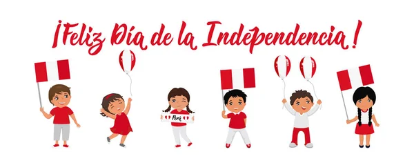 Dia Independência Peru Cartão Saudação Texto Espanhol Feliz Dia Independência —  Vetores de Stock