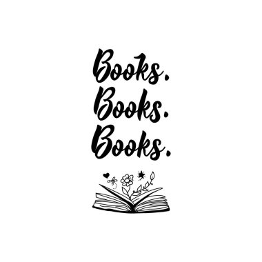 Kitap. Kitap. Kitap. Vektör illüstrasyon. Yazı. Mürekkep çizimi.