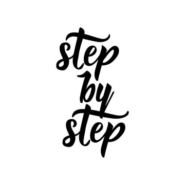 Adım adım. Vektör illüstrasyon. Yazı. Mürekkep çizimi.
