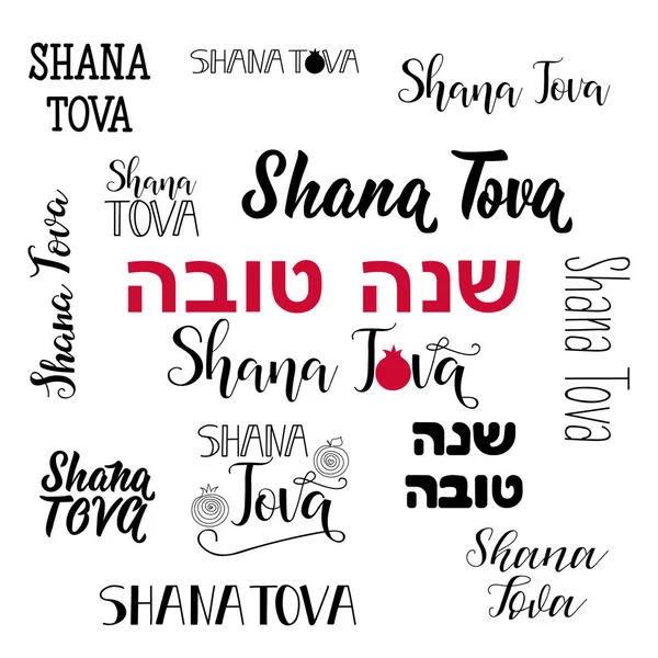 Festa ebraica Rosh Hashana. Shana Tova. lettering moderno scritto a mano. Felice anno nuovo in ebraico . — Vettoriale Stock