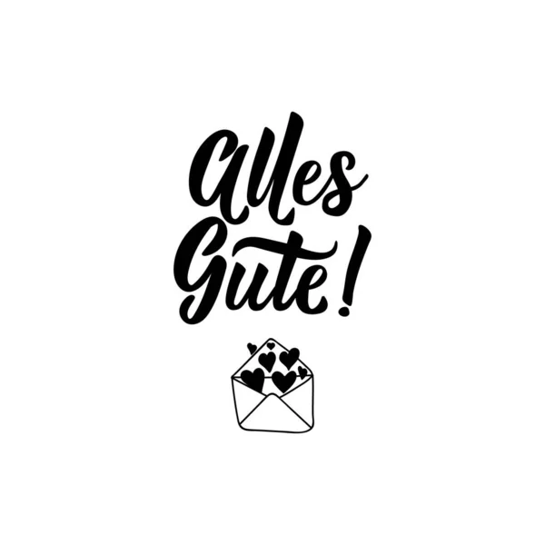 Texto en alemán: Todo lo mejor. Letras. Tarjeta de felicitación. ilustración vector caligrafía . — Vector de stock