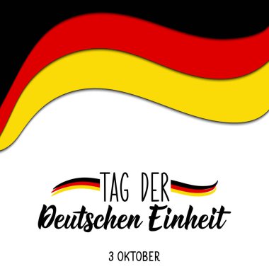 Almanya Birleşme Günü tebrik kartı. Almanca metin: Alman birliği günü. 3 Ekim. Mektup. Vektör çizimi. Tasarım konsepti bağımsızlık günü kutlaması, kart