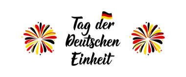 Almanya Birleşme Günü tebrik kartı. Almanca metin: Alman birliği günü. Mektup. Vektör çizimi. Tasarım konsepti Bağımsızlık Günü kutlamaları, kart, pankart