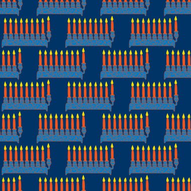 Menorahlı Hanuka desenleri. Paket kağıdı, tebrik kartı, duvar kağıdı için mükemmel. Yahudi bayramı.