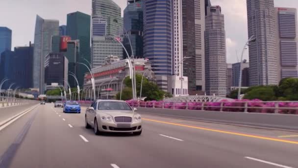 Luksusowa jazda samochodem na moście — Wideo stockowe