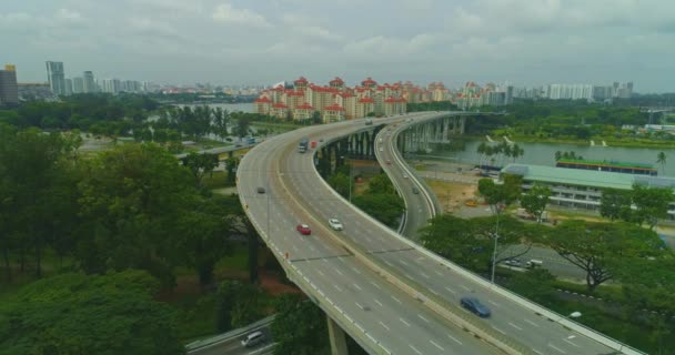 Persimpangan transportasi jalan di Singapura — Stok Video