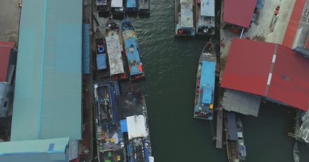 Vissersdorp bij de brug — Stockvideo