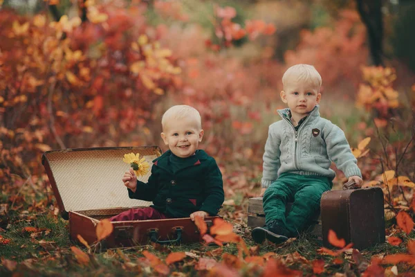 Dos niños viajan —  Fotos de Stock