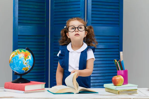 Niño Inteligente Vuelta Escuela Tiempo Feliz Lindo Niño Industrioso Gafas —  Fotos de Stock