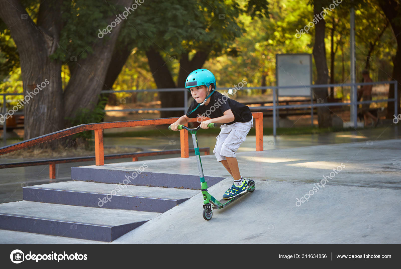 Boy Scooter Protective Helmet Incredible Stunts Skate Park Extreme Jump