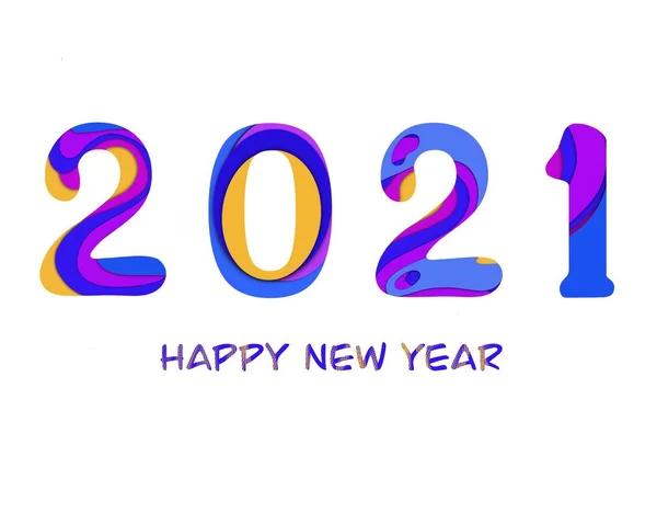 Šťastný Nový Rok2021 Abstraktní Papír Vyřezávat Velkou Kartu Pro Zimní — Stock fotografie
