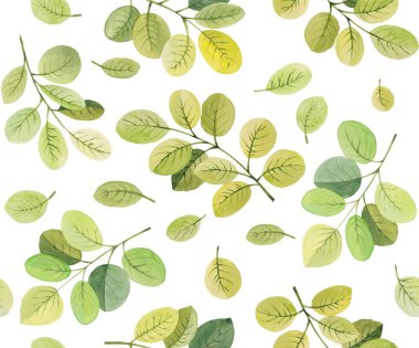 Suluboya yeşil yaprak wite deseni