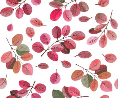 Suluboya kırmızı yapraklı arkaplan deseni