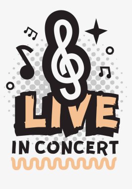 Canlı müzik konser vektör tasarım tiz nota anahtarı işareti ile.