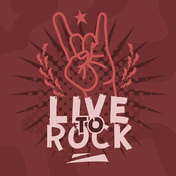 Rock yıldızı canlı Rock vektör tasarım şeytan boynuzu el hareketi ile. — Stok Vektör