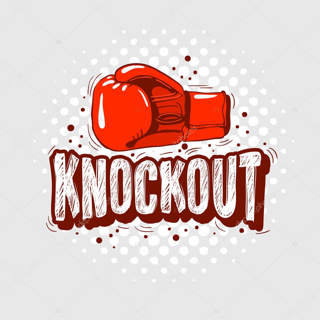 Typographic Boxing Tee Print  design With Gloves  for t shirt printing Vector Graphic