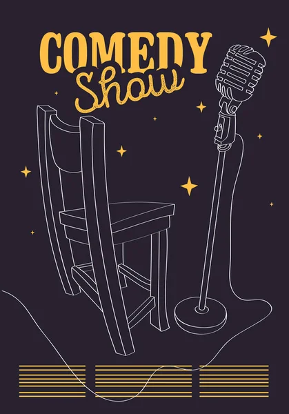 Comedy Show Poster met Bar stoel en microfoon Vector Image — Stockvector