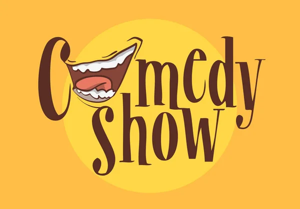 Comedy Show Logo With A Smiling Laughing Mouth Vector Image. — Stock Vector